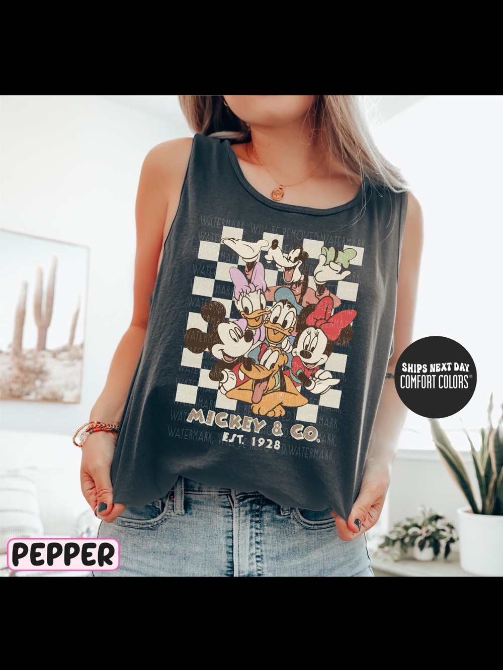 Mickey Mouse checked tank top